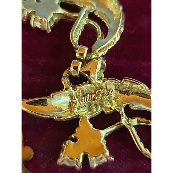 Judy Lee AB Pink Crystal Leaf Necklace Vintage - Picture 9 of 12